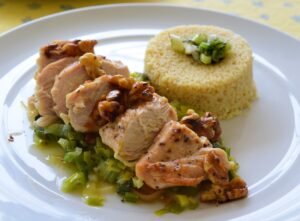 Chicken Breast with Leeks and Caramelized Lemon Peel Recipe