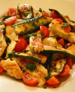Grilled Zucchini Tomato and Halloumi Salad Recipe