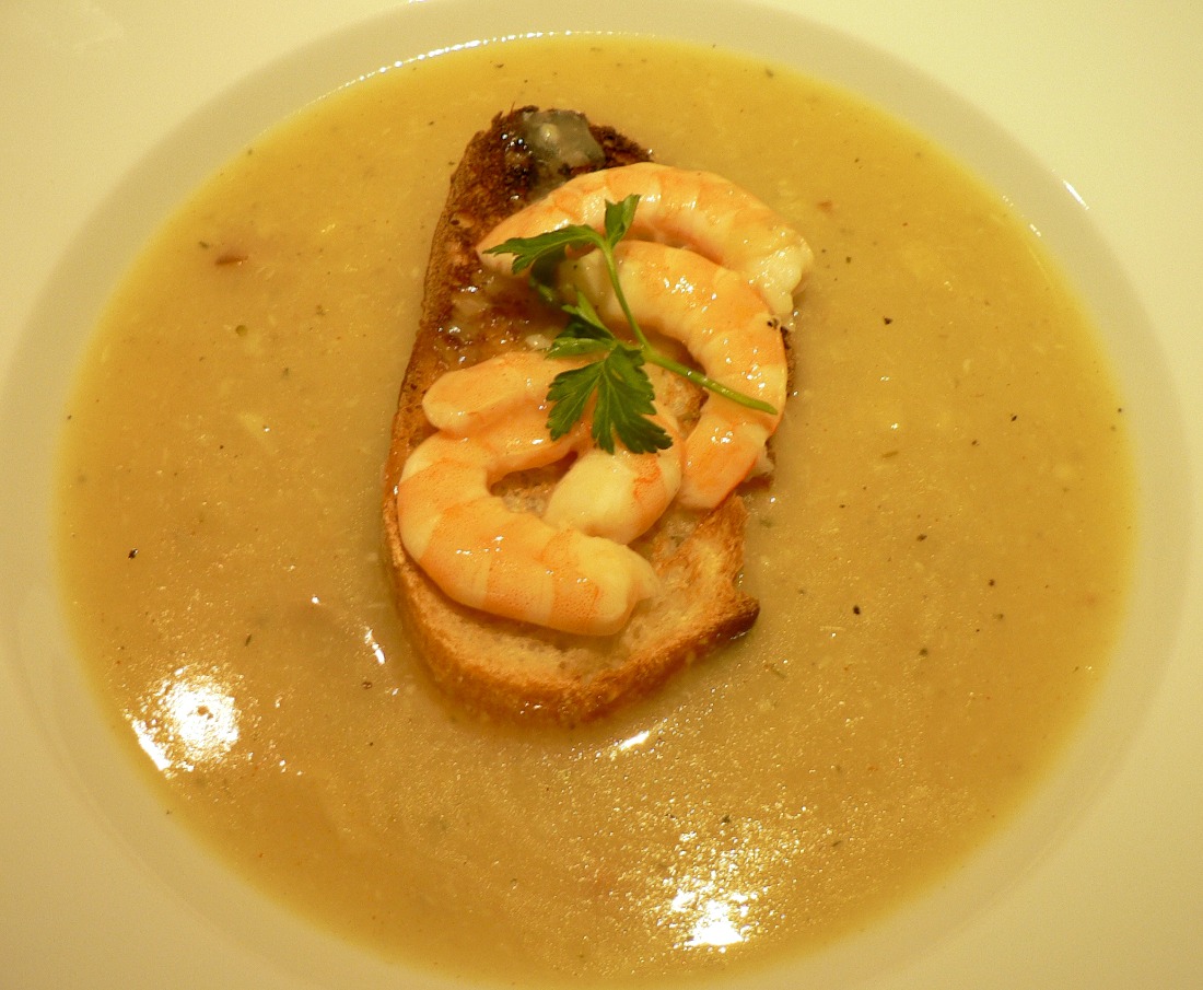 Roasted Garlic Soup with Shrimp