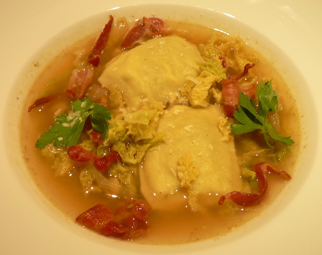 Savoy Cabbage Soup with Ravioli Recipe