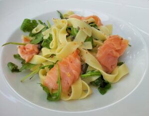 Tagliatelle with Smoked Salmon, Arugula and Capers Recipe