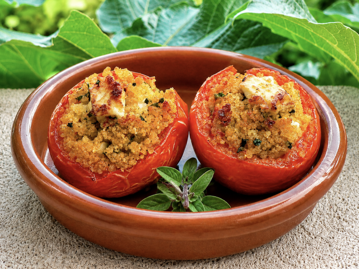 Tomatoes stuffed with Couscous and Feta Cheese