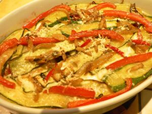 Zucchini, Mozzarella, Red Pepper and Anchovies Bake Recipe
