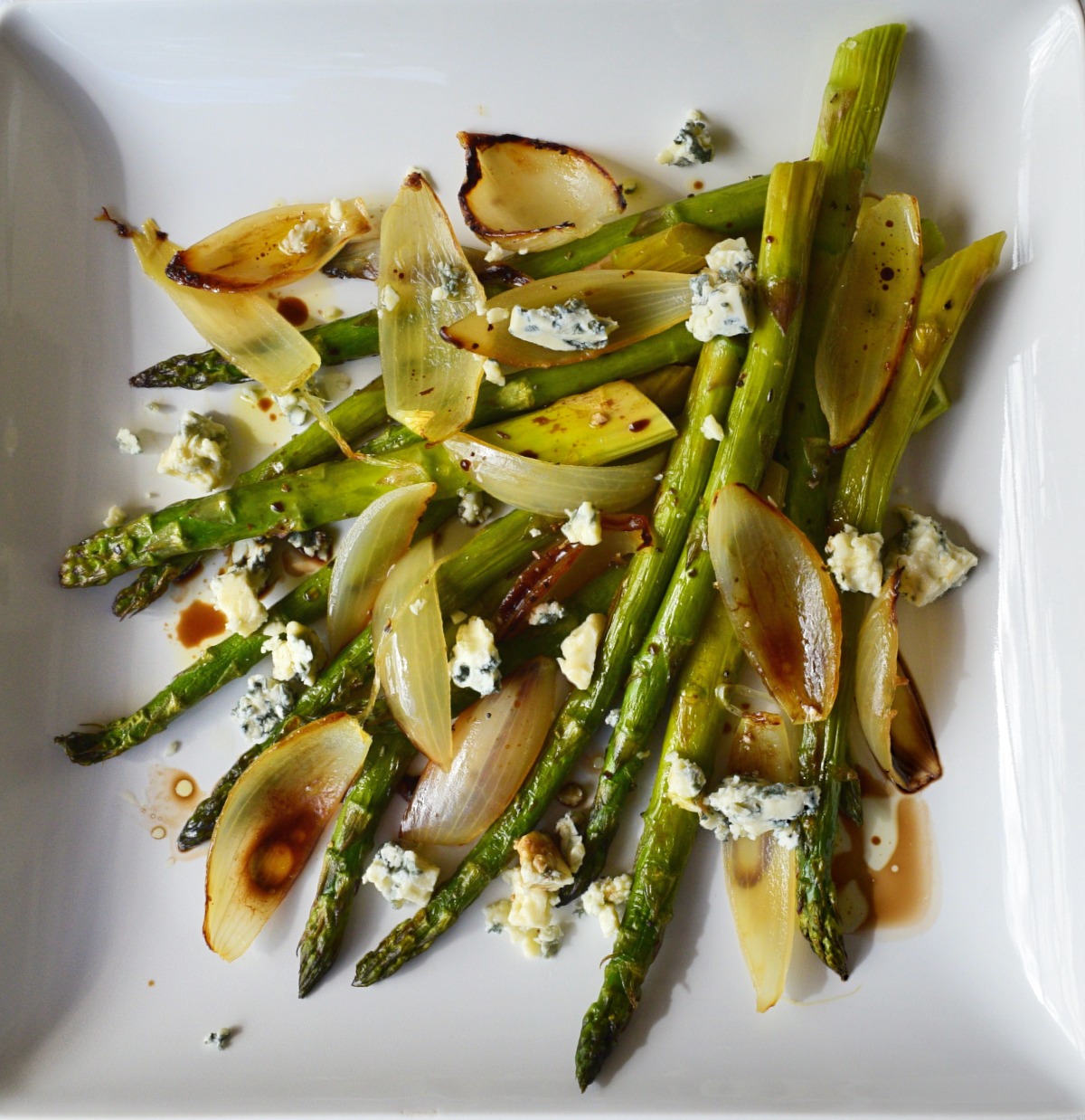 Roasted Onion and Asparagus Salad with Blue Cheese