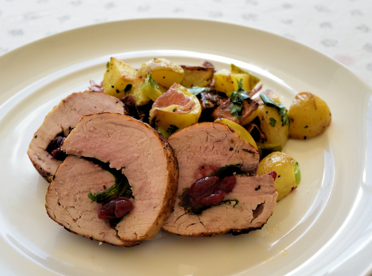 Spinach and Cranberry Stuffed Pork Tenderloin