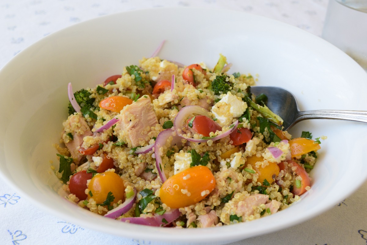 Spicy Quinoa, Tuna and Roasted Broccoli Salad