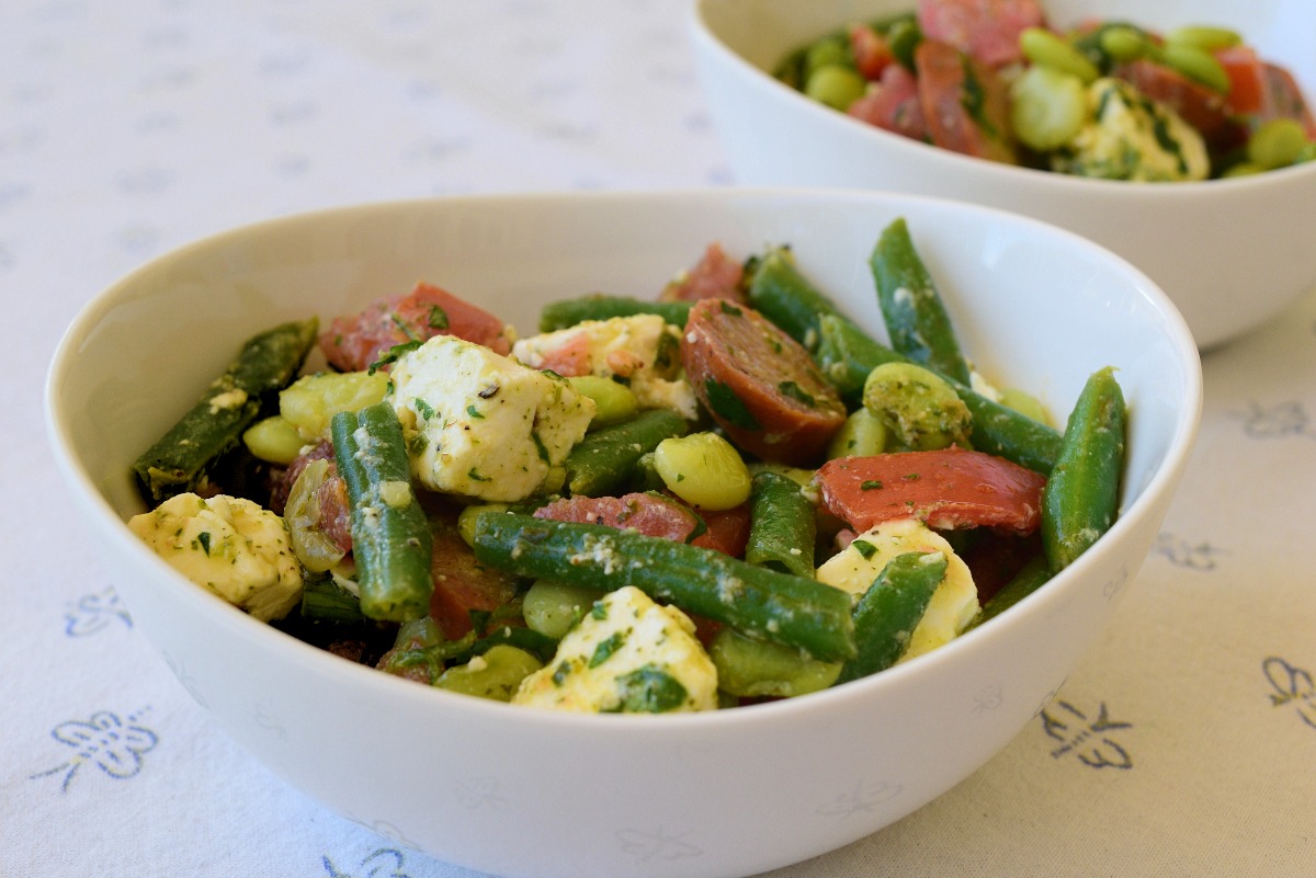 Two Bean Salad with Spicy Sausage