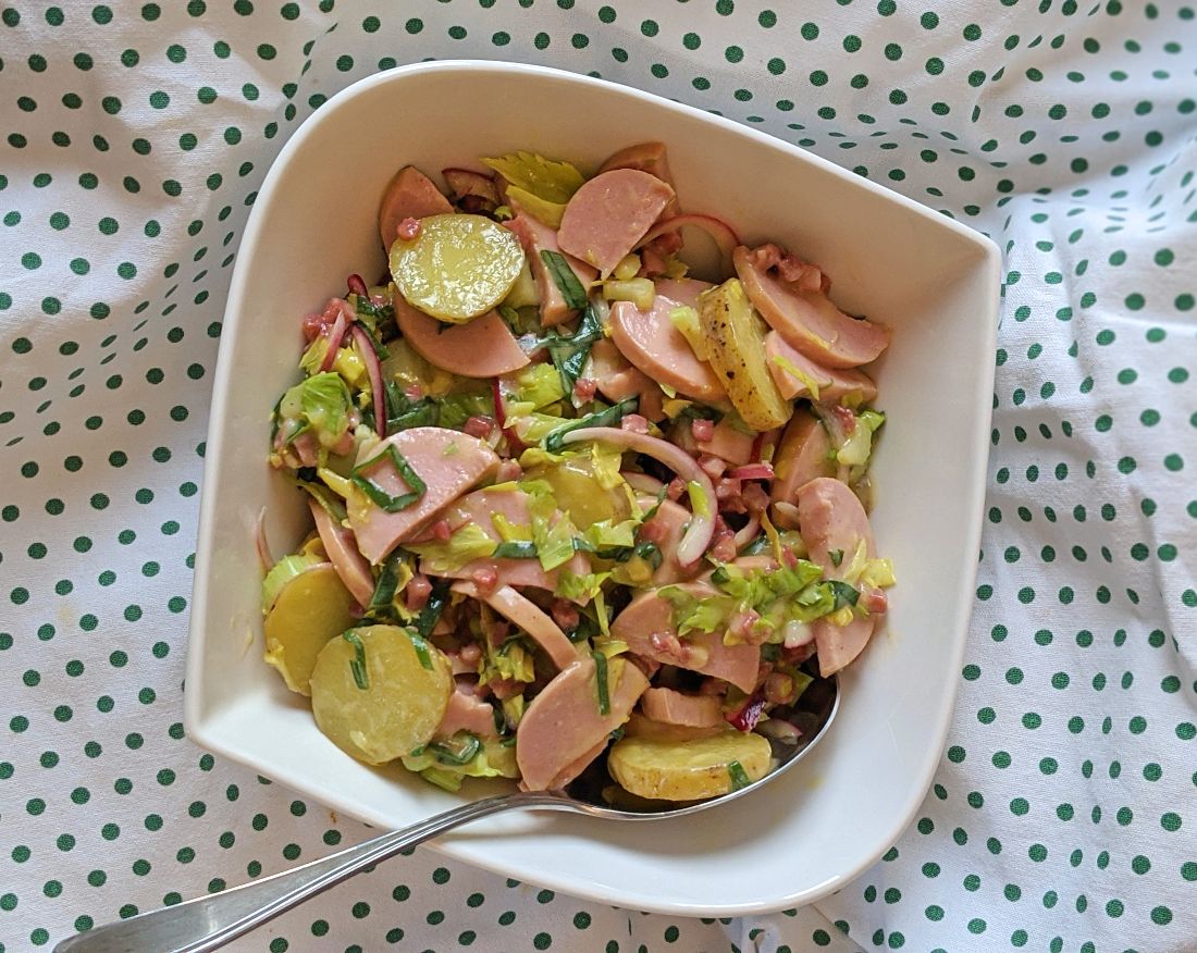 French Potato and Sausage Salad with Creamy Mustard Dressing