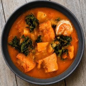 Portuguese Salt Codfish and Shrimps Stew