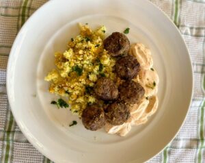 Spicy Lamb Meatballs with Harissa Yogurt