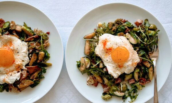 Brussels Sprout Salad with warm Bacon Vinaigrette