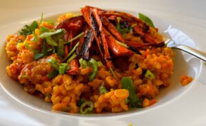 Creamy Carrot Risotto with Chile Crisp